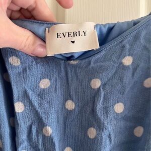 Everly Sky Blue Dress with Cream Dots